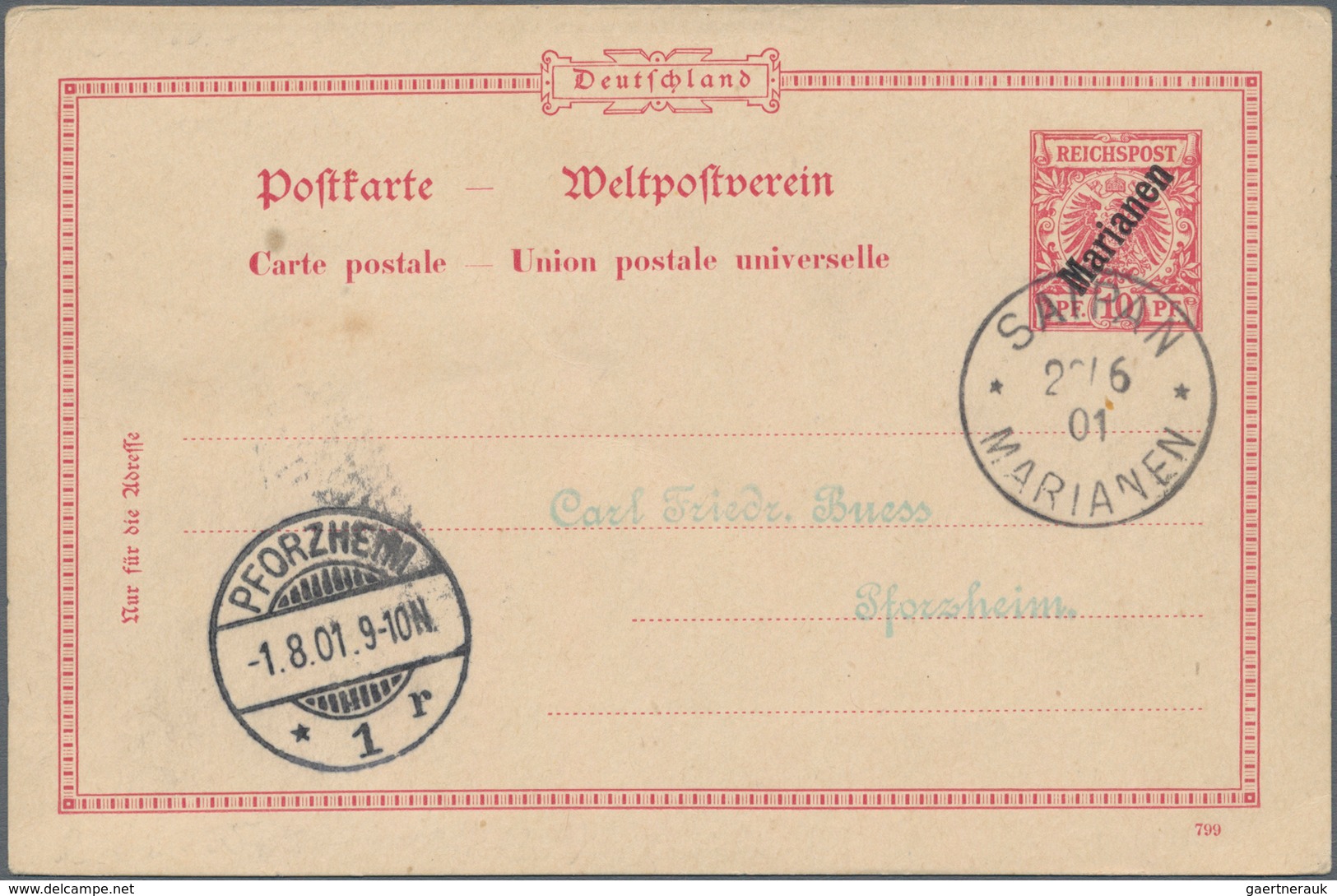 Deutsche Kolonien - Marianen - Ganzsachen: 1901, Philatelistisch Beeinflusste Ganzsachenpostkarte Ws - Marianen