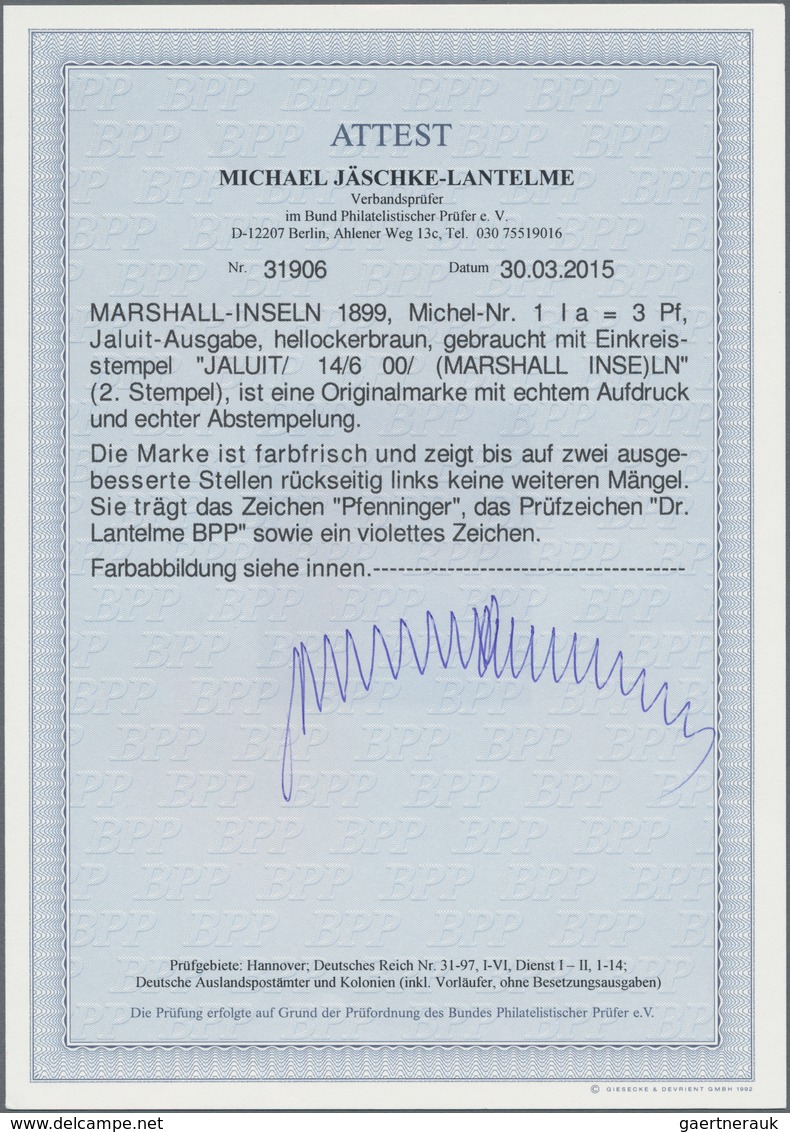 Deutsche Kolonien - Marshall-Inseln: 1899, 3 Pfennig Krone/Adler Mit Aufdruck "Marschall-Inseln"auf - Marshall Islands