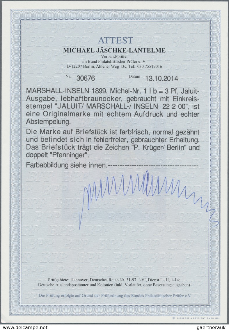 Deutsche Kolonien - Marshall-Inseln: 1897, 3 Pfg Lebhaftbraunocker Aufdruck "Marschall-Inseln", Jalu - Marshall Islands