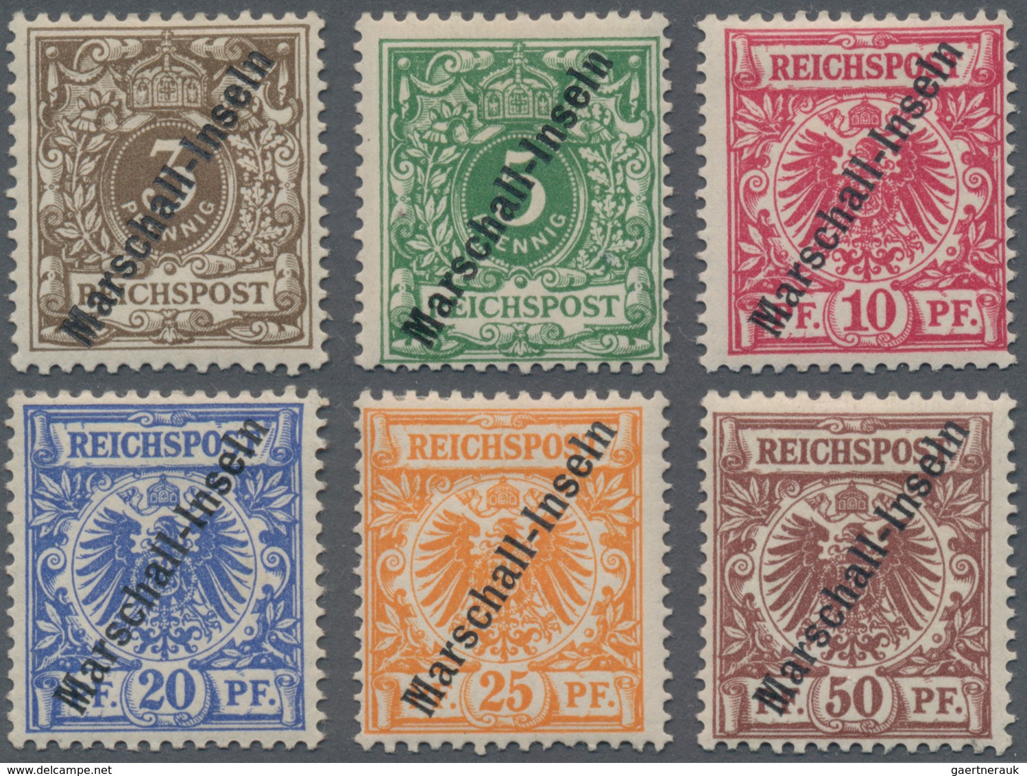 Deutsche Kolonien - Marshall-Inseln: 1899, Krone/Adler 3 Pf. Bis 50 Pf., Sog. "Berliner Ausgabe" Sec - Marshalleilanden