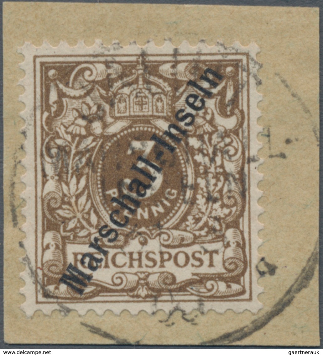 Deutsche Kolonien - Marshall-Inseln: 1899, Freimarke 3 Pf. Olivbraun, Berliner Ausgabe Auf Briefstüc - Marshalleilanden