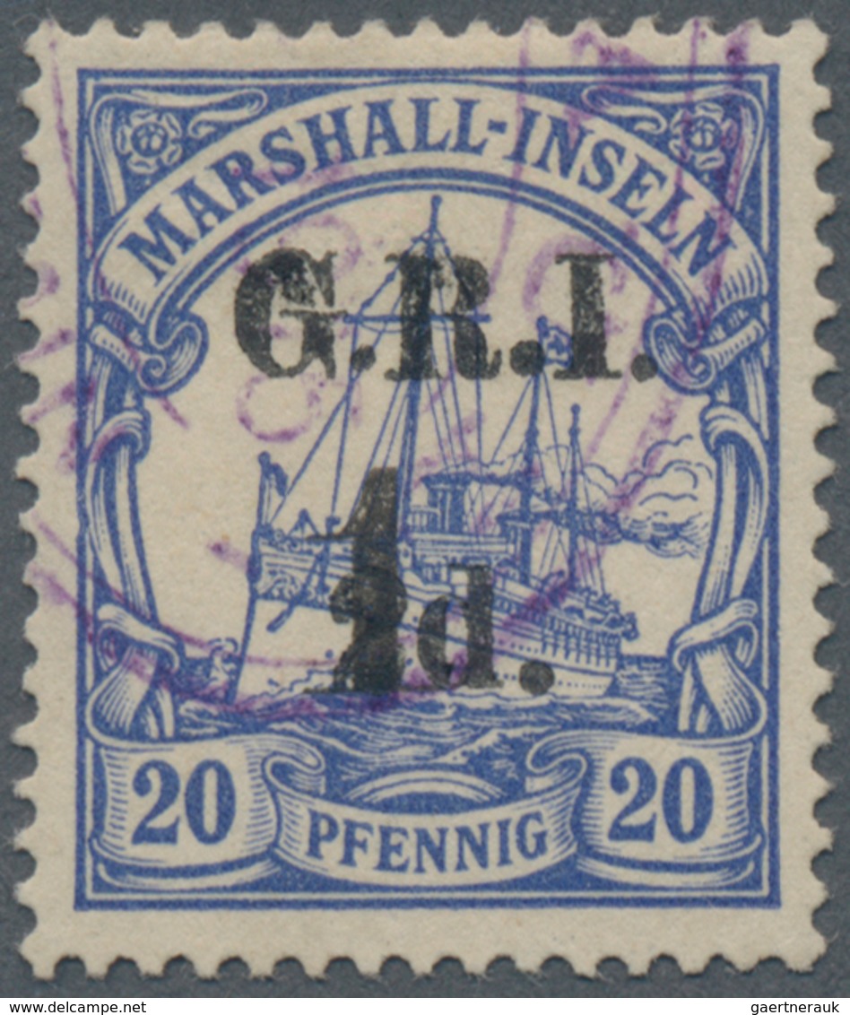 Deutsche Kolonien - Marshall-Inseln - Britische Besetzung: 1915, 1 Auf 2d. Auf 20 Pfg. Ultramarin, F - Marshall Islands