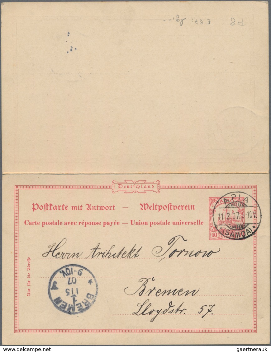 Deutsche Kolonien - Samoa - Ganzsachen: 1906, Gebrauchte Ganzsachenpostkarte Mit Bezahlter Antwort W - Samoa