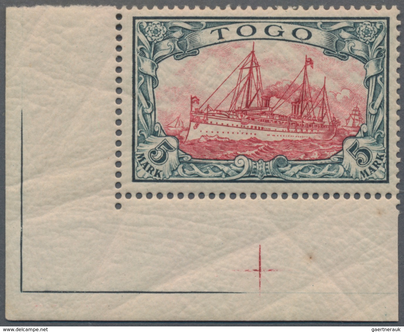 Deutsche Kolonien - Togo: 1900, 5 M. Kaiseryacht Ohne Wasserzeichen, Postfrisches Kabinett-Stück Aus - Togo