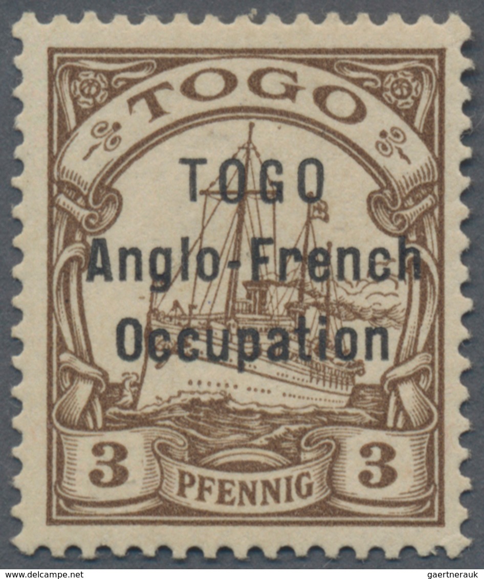 Deutsche Kolonien - Togo - Britische Besetzung: 1914, 3 Pfg. Kaiserjacht Mit Aufdruck Type II (Zeile - Togo