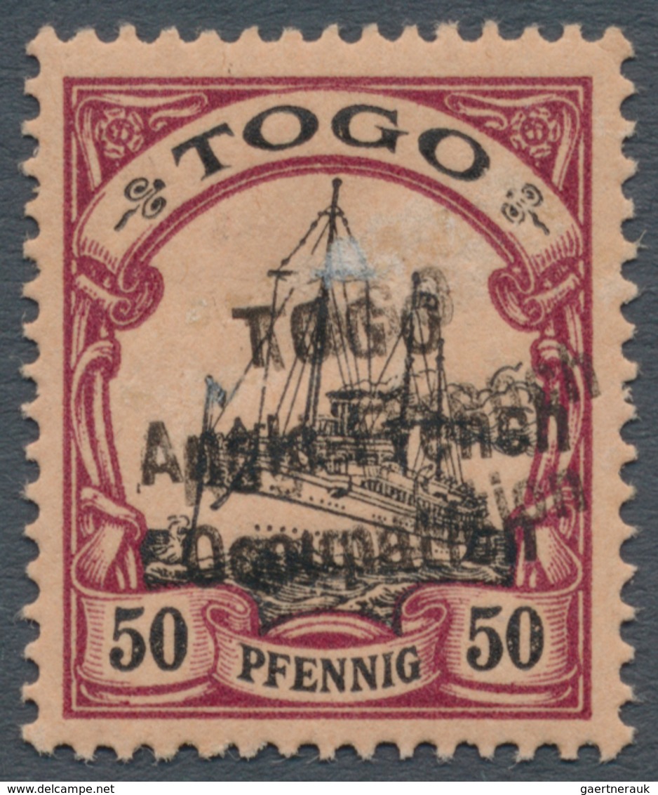 Deutsche Kolonien - Togo - Britische Besetzung: 1914-15, 50 Pf. Dunkelbräunlichlila/rotschwarz Auf M - Togo