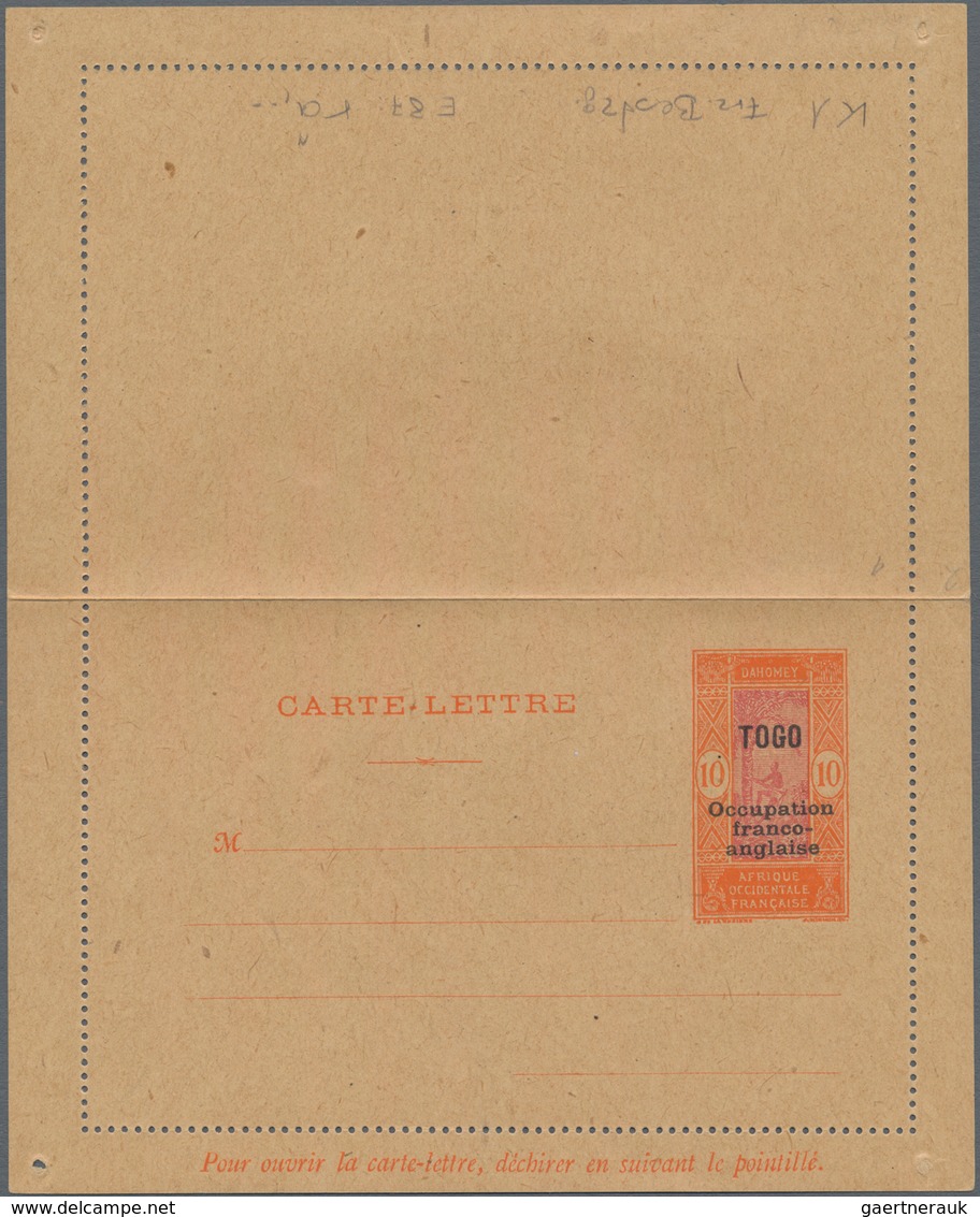 Deutsche Kolonien - Togo - Französische Besetzung: 1917, Ungebrauchter Ganzsachenkartenbrief Mit Sch - Togo