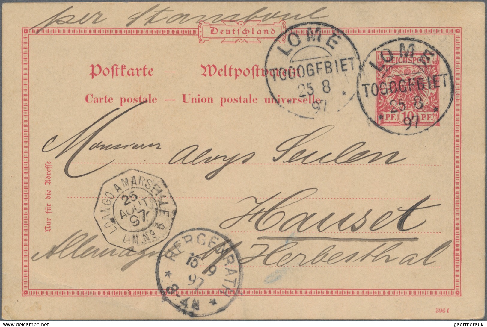 Deutsche Kolonien - Togo - Ganzsachen: 1897, Gebrauchte Ganzsachenpostkarte Des Deutschen Reiches Ws - Togo