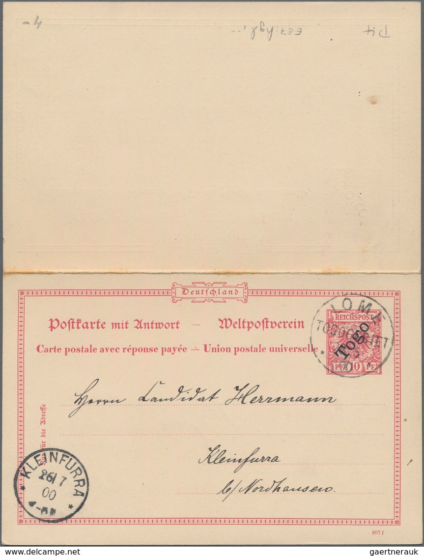 Deutsche Kolonien - Togo - Ganzsachen: 1900, Gebrauchte Ganzsachenpostkarte Mit Schwarzem Aufdruck " - Togo