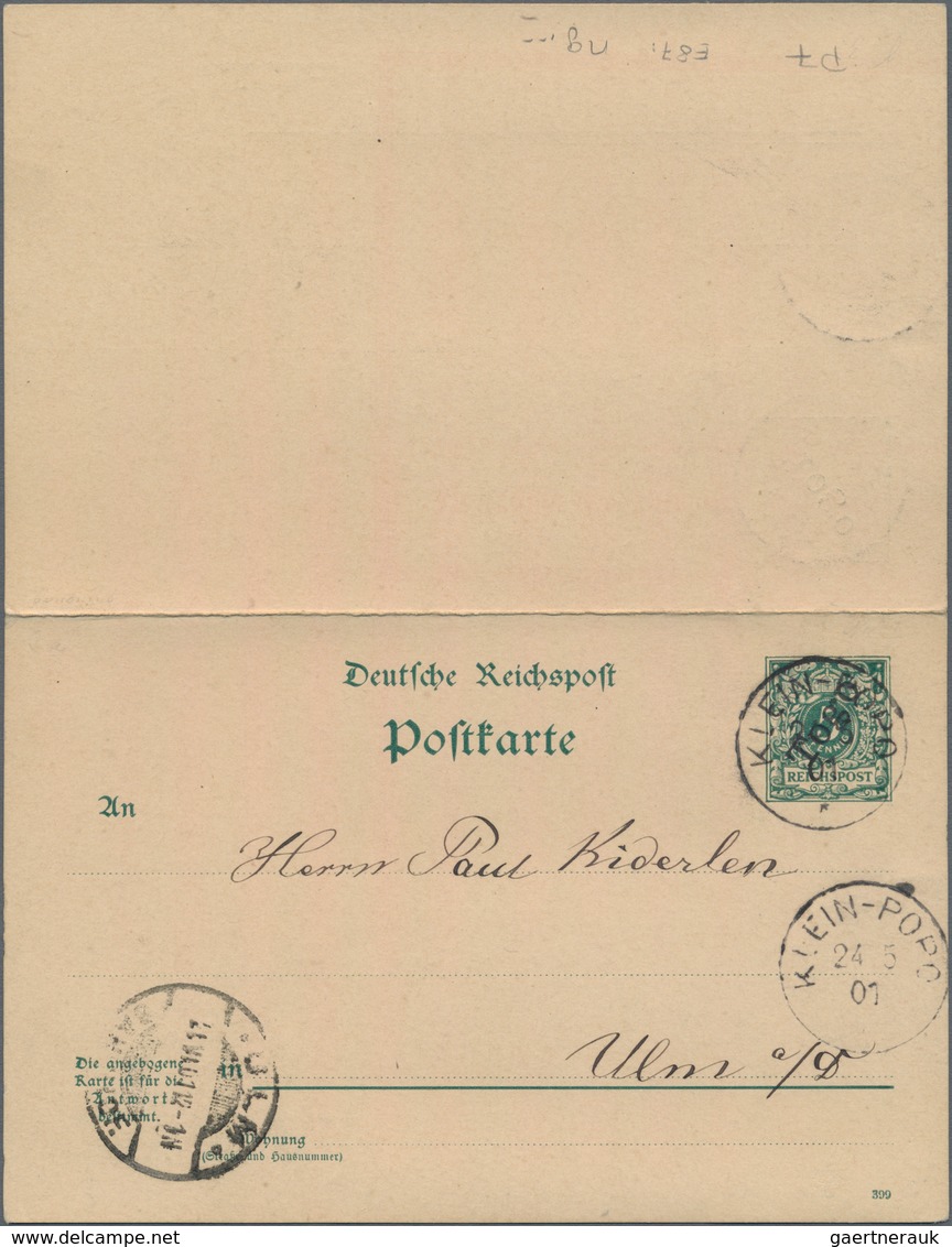 Deutsche Kolonien - Togo - Ganzsachen: 1901, Zwei Gebrauchte Ganzsachenpostkarten Mit Schwarzem Aufd - Togo