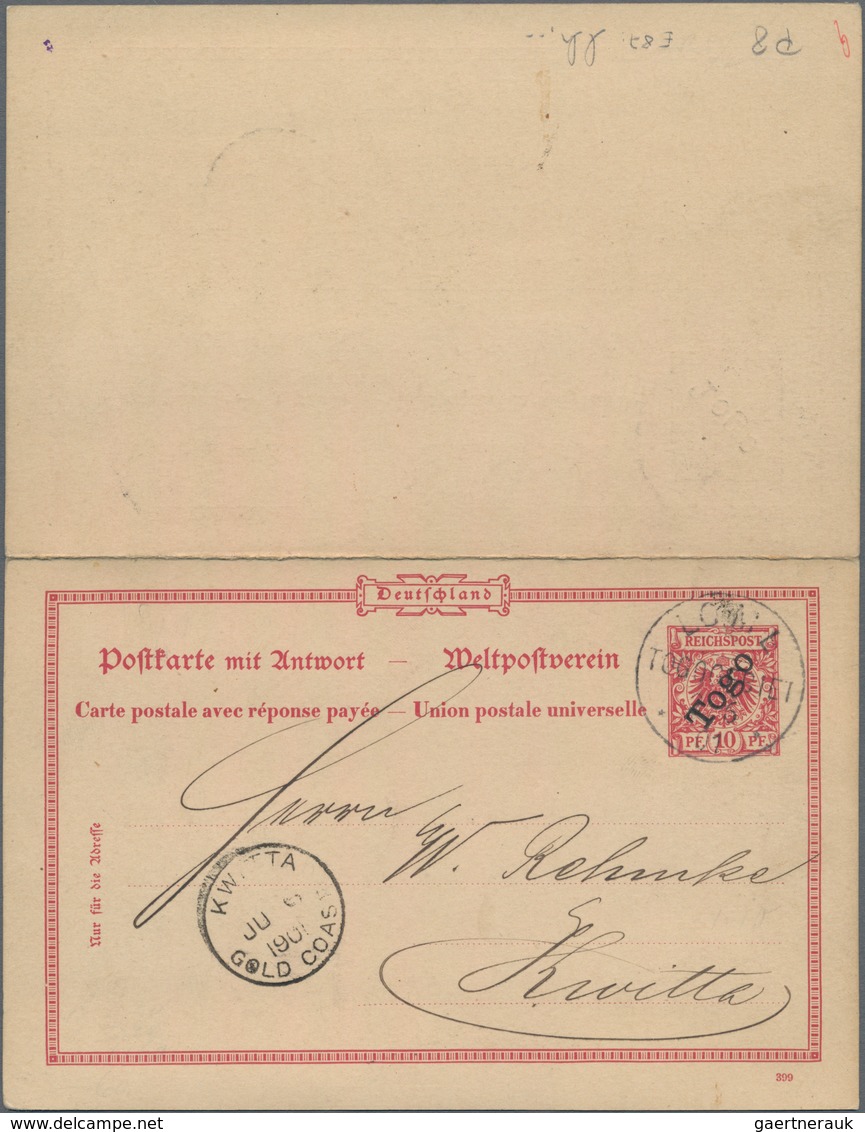 Deutsche Kolonien - Togo - Ganzsachen: 1901, Portogerecht Verwendete Ganzsachenpostkarte Mit Schwarz - Togo