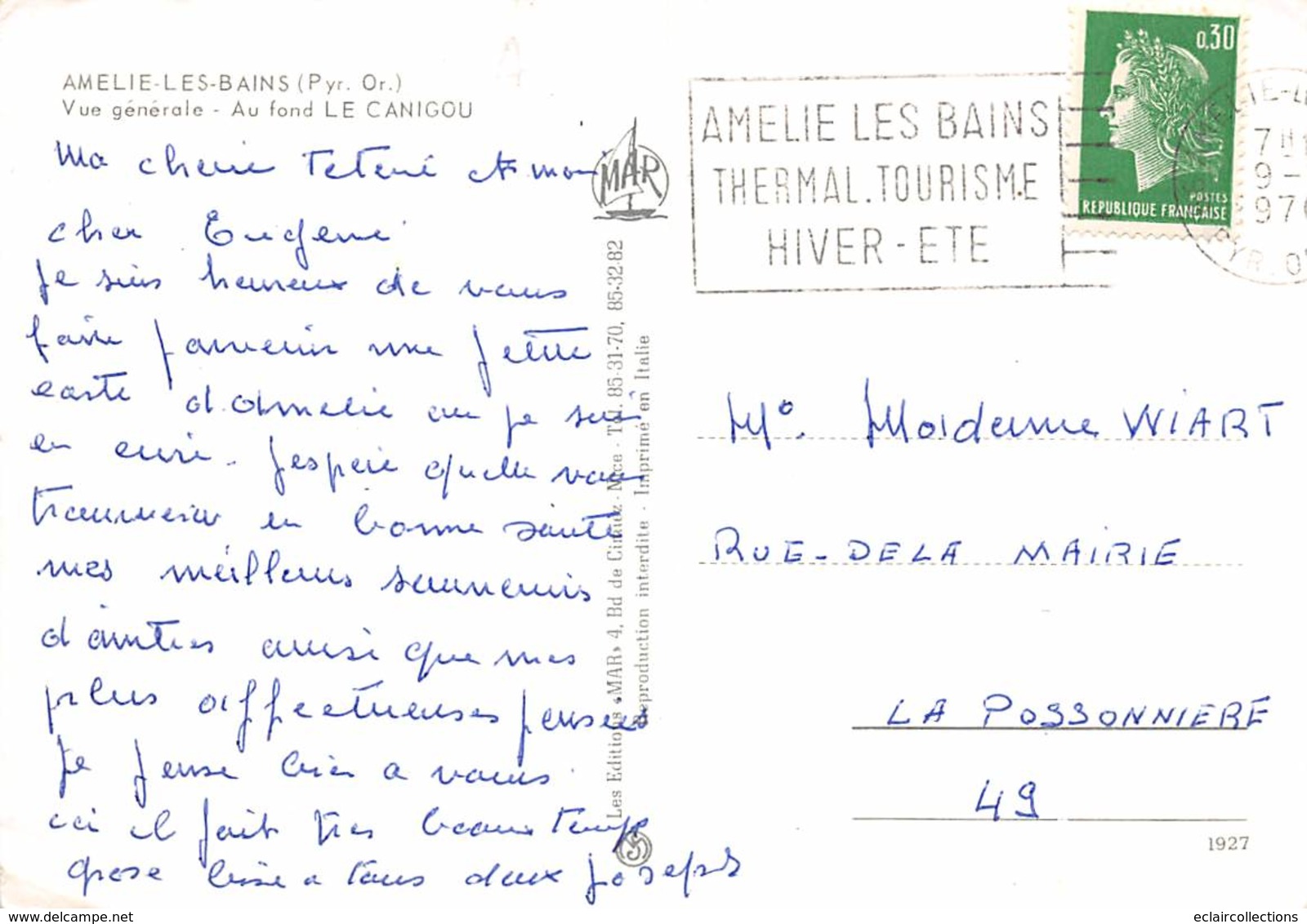 Amélie Les Bains         66        Vue Générale. Au Fond Le Canigou     (voir Scan) - Autres & Non Classés