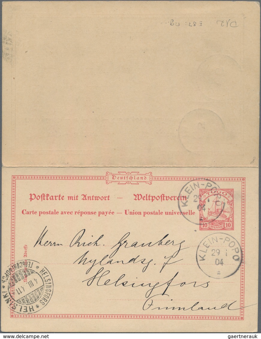 Deutsche Kolonien - Togo - Ganzsachen: 1904, Portogerecht Verwendete Ganzsachenpostkarte Mit Bezahlt - Togo