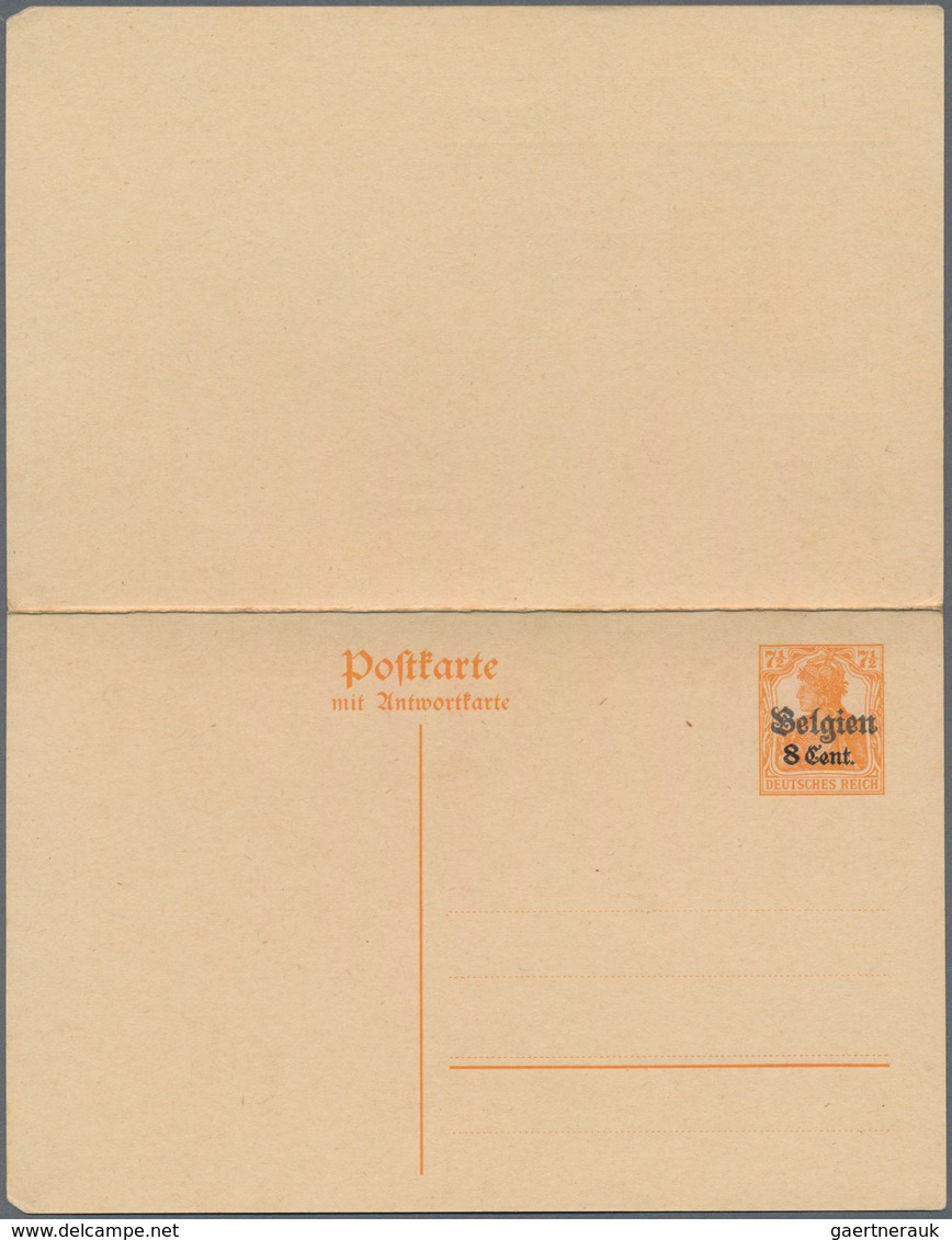 Deutsche Besetzung I. WK: Landespost In Belgien - Ganzsachen: 1918. Aufbrauch-Doppelpostkarte Belgie - Occupation 1914-18
