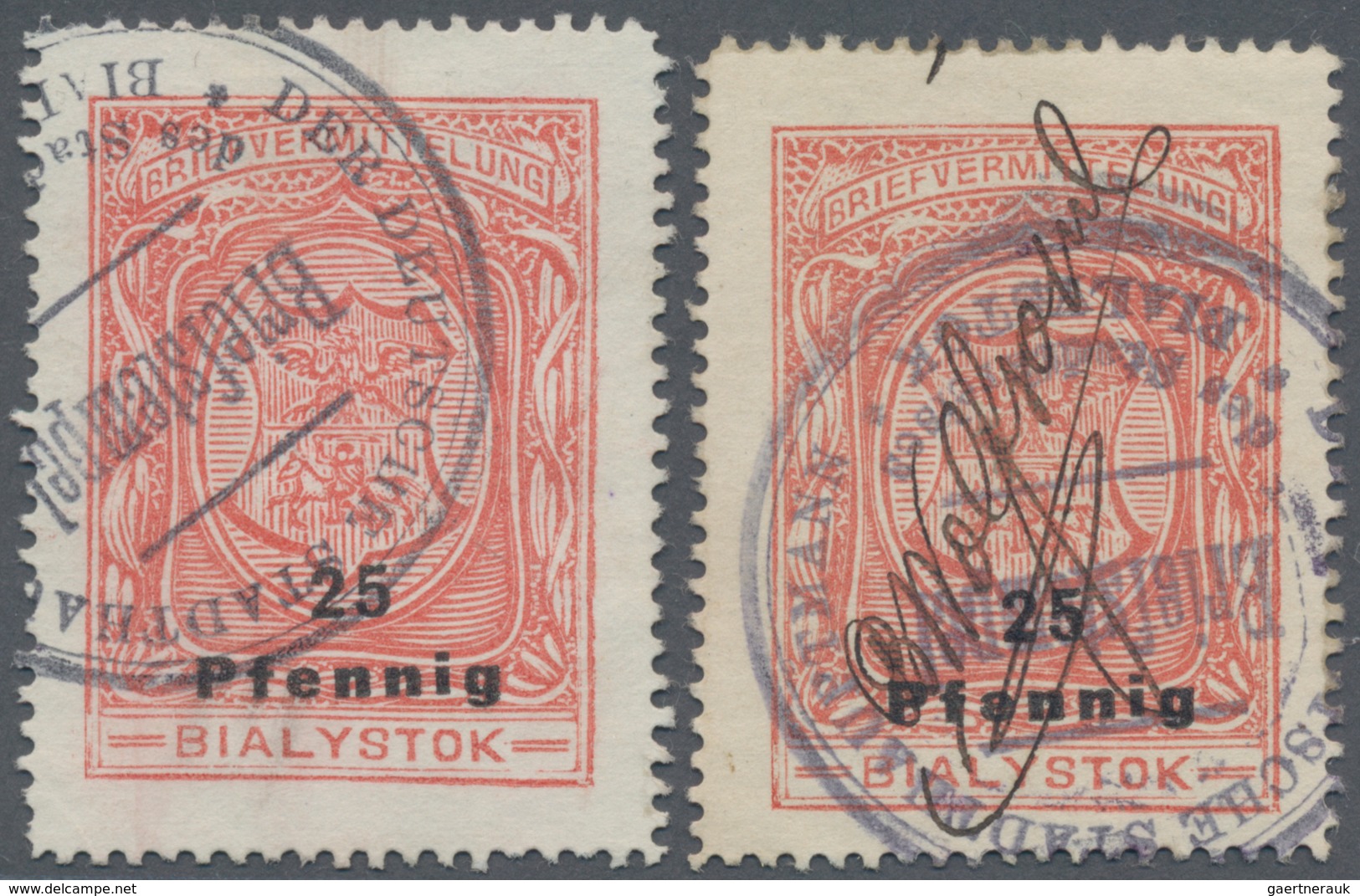 Deutsche Besetzung I. WK: Postgebiet Ober. Ost - Bialystok: 1916, 25 Pf Mittellilarot In Beiden Vari - Occupation 1914-18