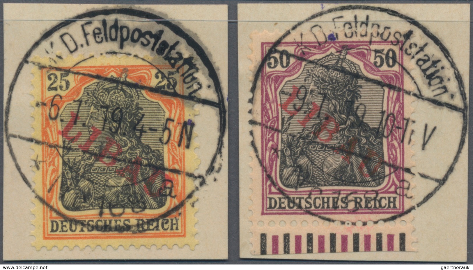 Deutsche Besetzung I. WK: Postgebiet Ober. Ost - Libau: 1919, 25 Pf Und 50 Pf Germania, Je Mit Diago - Occupation 1914-18