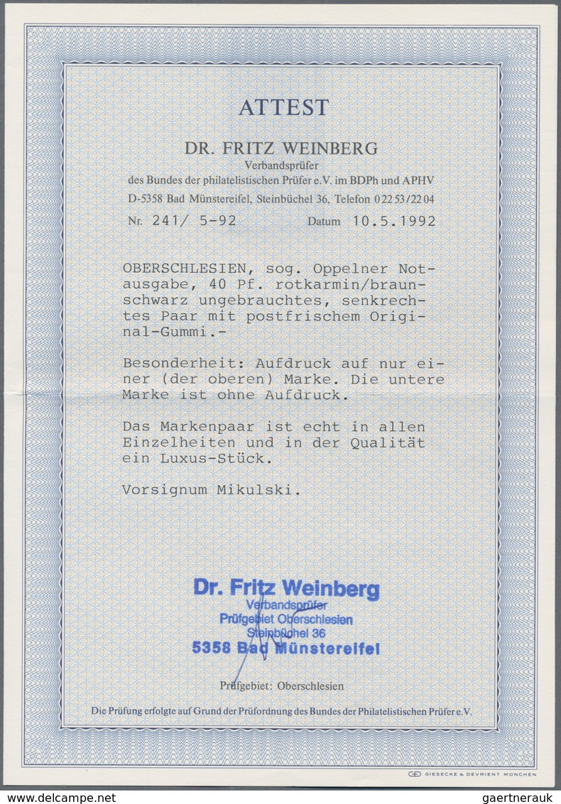 Deutsche Abstimmungsgebiete: Oberschlesien - Französische Besatzung: 1920, 15 Pfg. Germania Mit Hand - Sonstige & Ohne Zuordnung