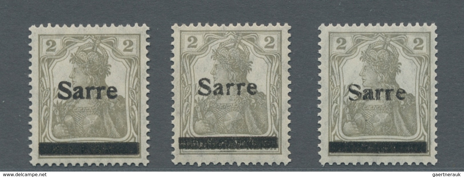 Deutsche Abstimmungsgebiete: Saargebiet: 1920, Germania Mit Aufdruck Sarre, 2 Pfennig In Allen Drei - Brieven En Documenten