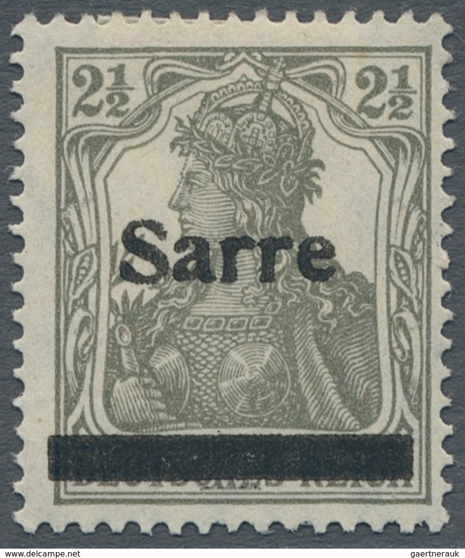 Deutsche Abstimmungsgebiete: Saargebiet: 1920, "2 ½ Pfg. Germania/Sarre Mit Aufdruck In Type II", Un - Covers & Documents