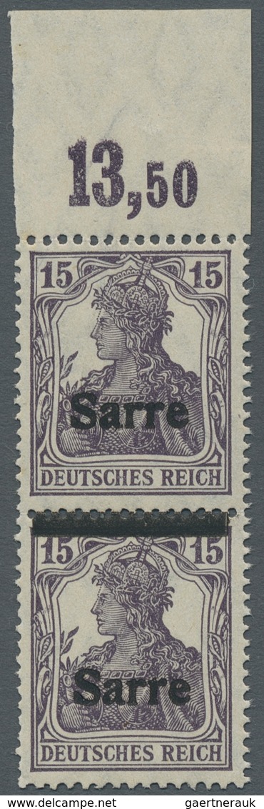 Deutsche Abstimmungsgebiete: Saargebiet: 1920, "15 Pfg. Germania/Sarre Als Senkr. Paar Oben Nur Schr - Covers & Documents