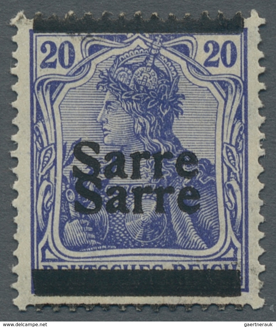Deutsche Abstimmungsgebiete: Saargebiet: 1920, "20 Pfg. Germania/Sarre Mit Doppeltem Aufdruck", Unge - Covers & Documents
