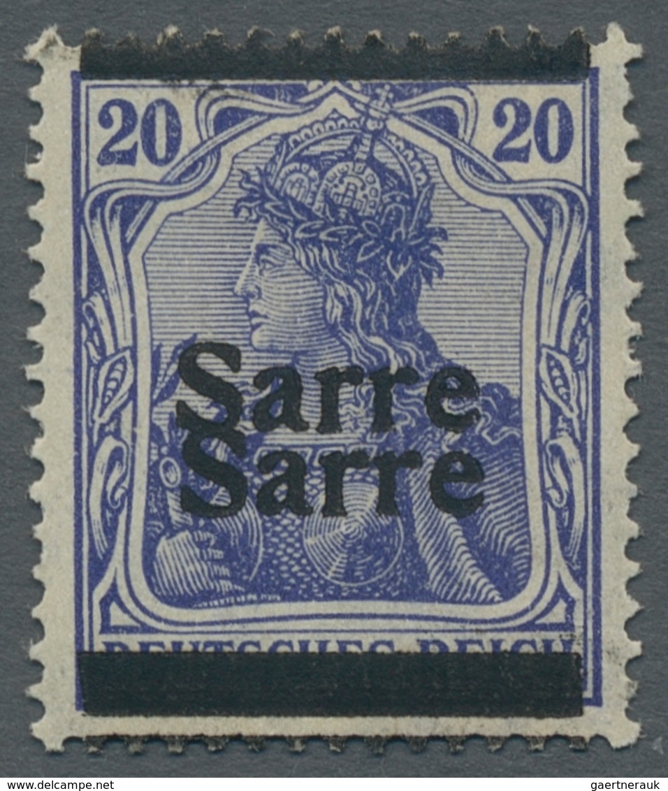 Deutsche Abstimmungsgebiete: Saargebiet: 1920, "20 Pfg. Germania/Sarre Mit Doppeltem Aufdruck", Unge - Brieven En Documenten