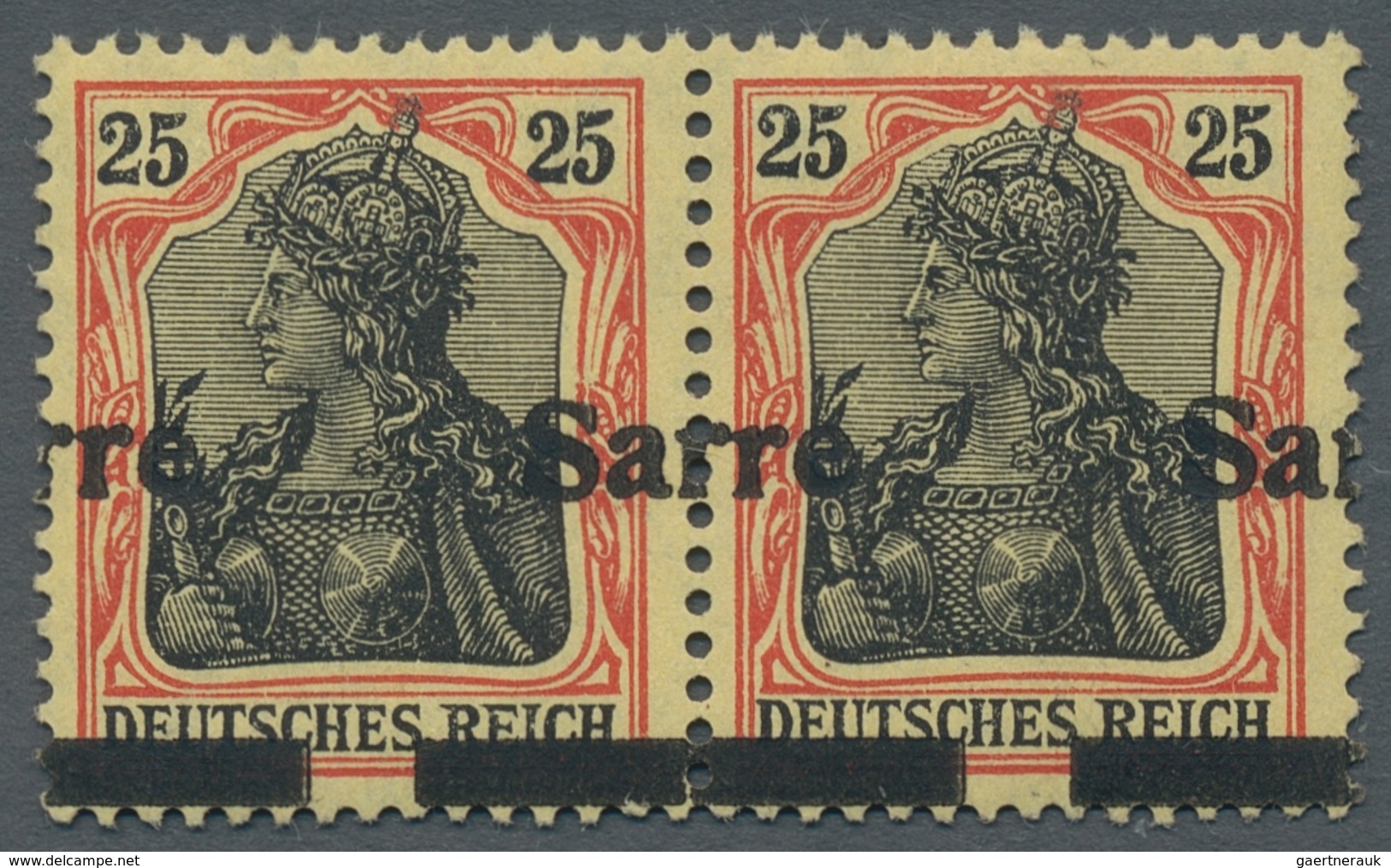 Deutsche Abstimmungsgebiete: Saargebiet: 1920, "25 Pfg. Germania/Sarre Mit Aufdruckverschiebung Text - Briefe U. Dokumente