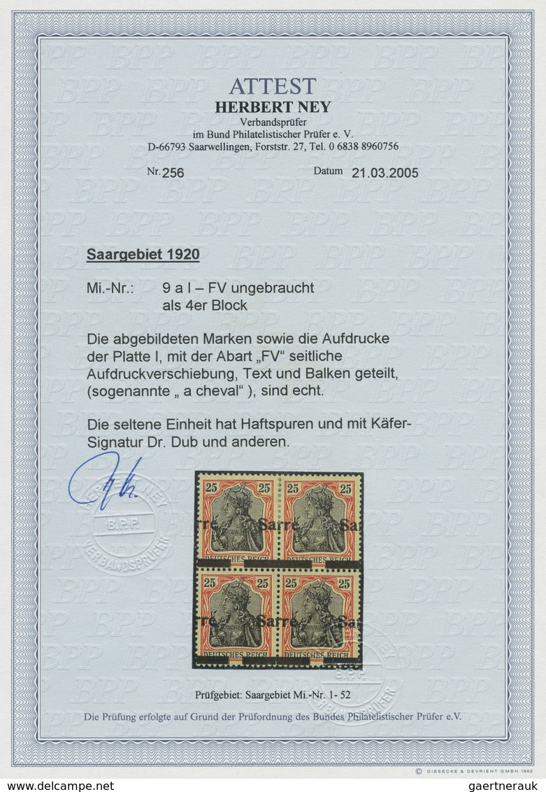 Deutsche Abstimmungsgebiete: Saargebiet: 1920, "25 Pfg. Germania/Sarre Mit Aufdruckverschiebung Text - Covers & Documents