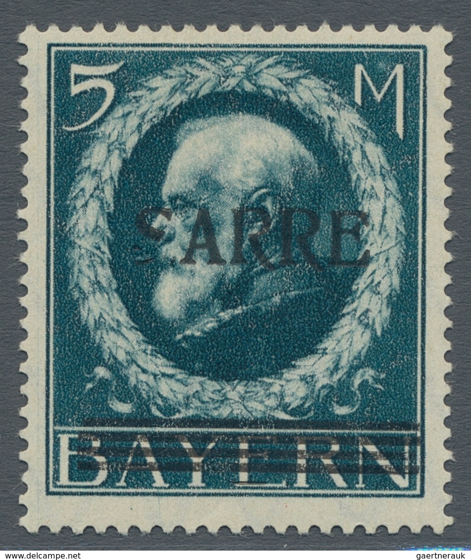 Deutsche Abstimmungsgebiete: Saargebiet: 1920, "5 Mk. Bayern/Sarre Mit Abart Verstümmeltes S In Sarr - Brieven En Documenten