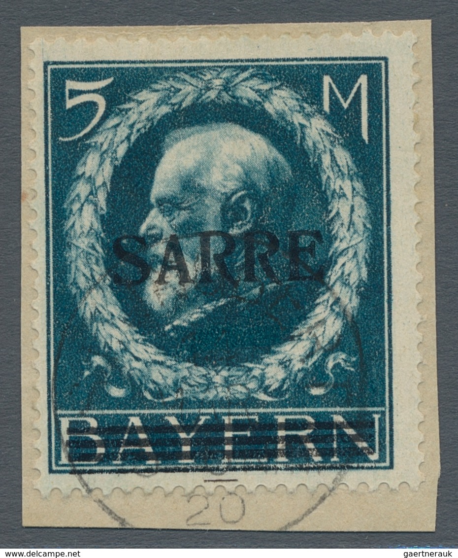 Deutsche Abstimmungsgebiete: Saargebiet: 1920, "5 Mk. Bayern/Sarre", Sauber Gestempelter Wert Auf Br - Briefe U. Dokumente