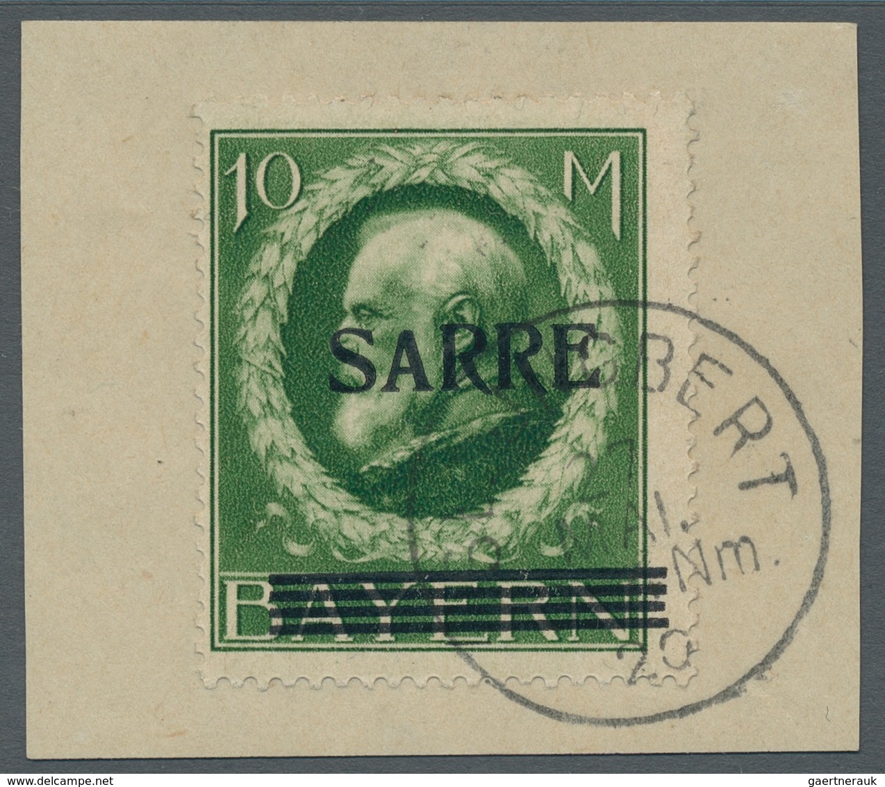 Deutsche Abstimmungsgebiete: Saargebiet: 1920, "10 Mk. Bayern/Sarre Mit Aufdruckabart Kleines A In S - Covers & Documents