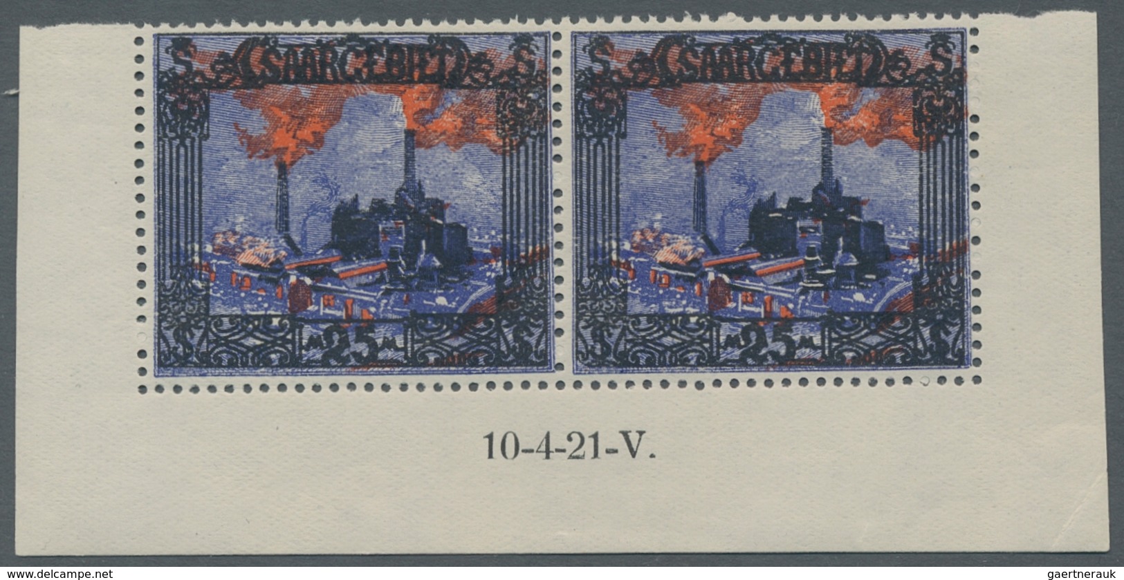 Deutsche Abstimmungsgebiete: Saargebiet: 1921, "25 Mk. Landschaften I Mit Druckdatum", Postfrisches - Covers & Documents