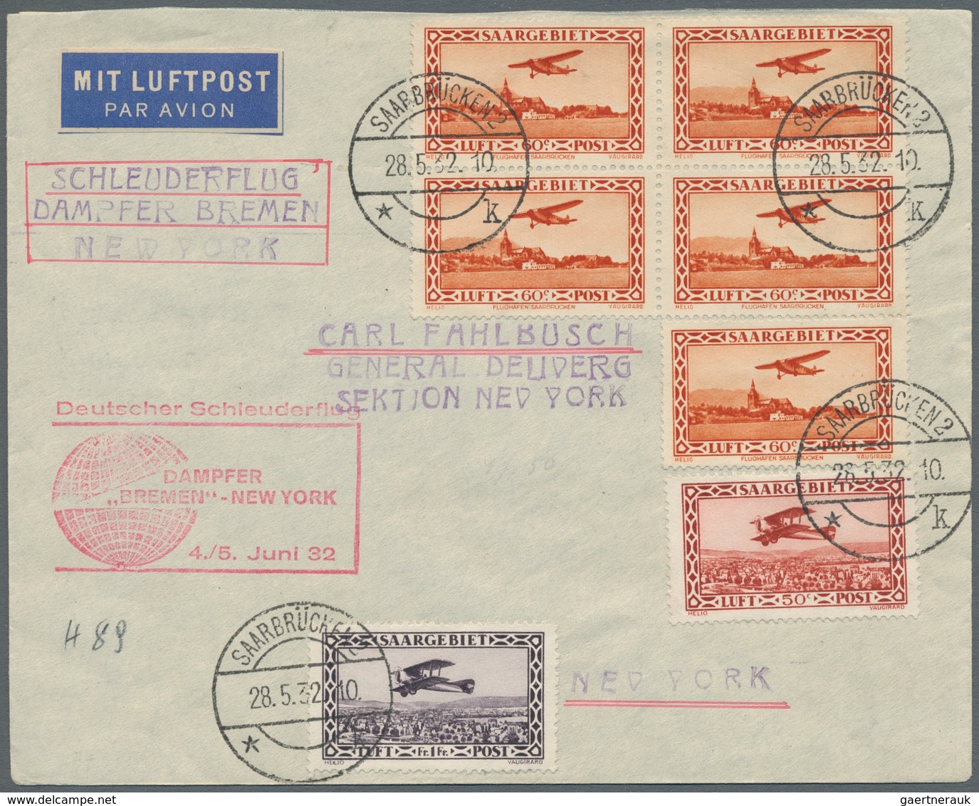 Deutsche Abstimmungsgebiete: Saargebiet: 1932, "Flugpostmarken", Sauber SAARBRÜCKEN 2 * K 28.5.32 Ge - Covers & Documents