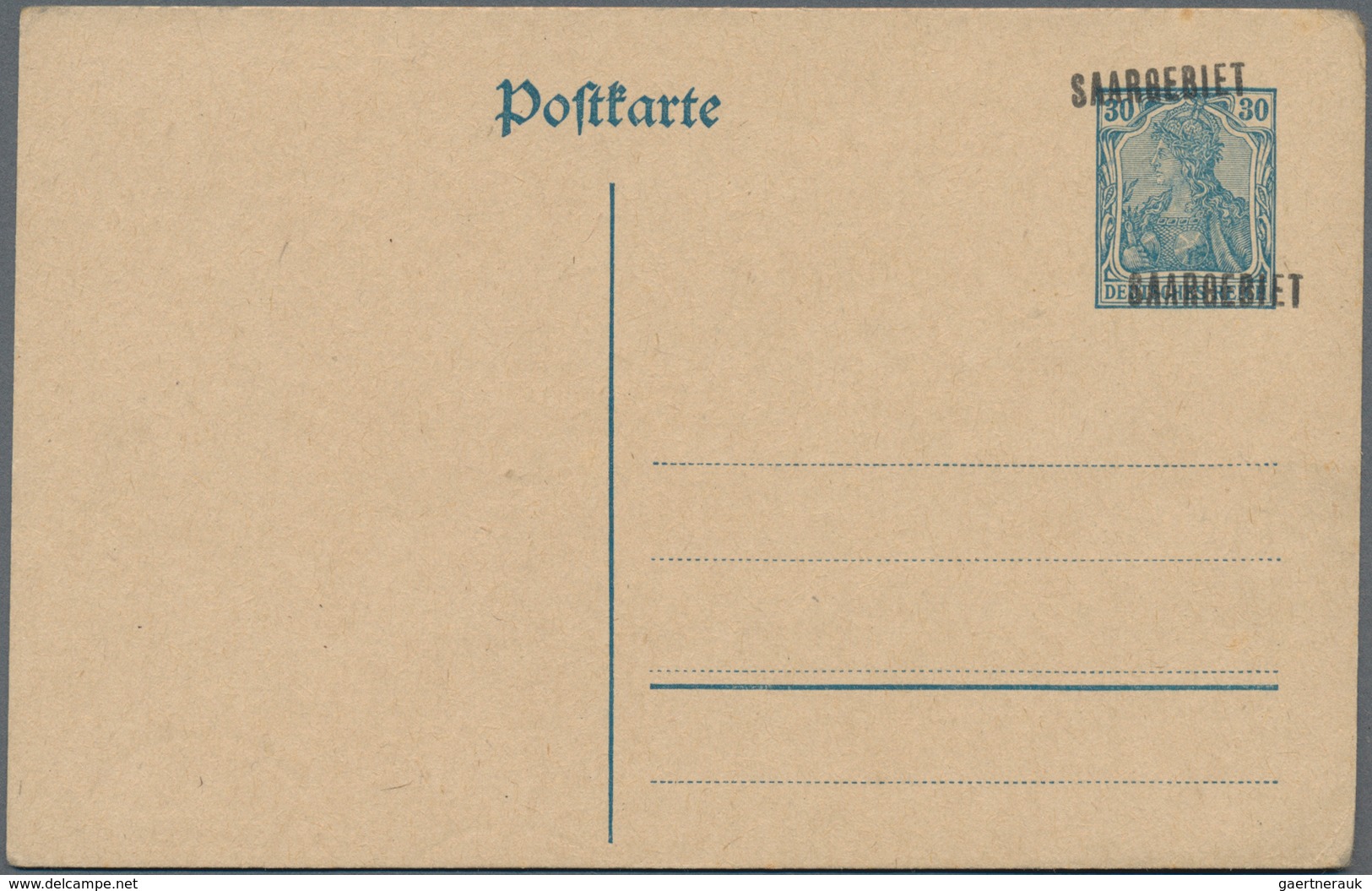 Deutsche Abstimmungsgebiete: Saargebiet - Ganzsachen: 1920, Ungebrauchte Ganzsachenpostkarte Mit Dop - Postal Stationery