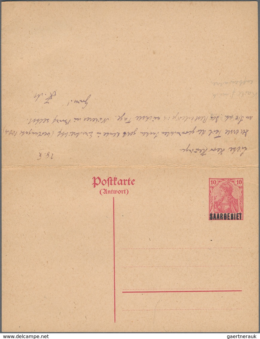 Deutsche Abstimmungsgebiete: Saargebiet - Ganzsachen: 1920, Gebrauchte Ganzsachenpostkarte Mit Bezah - Postwaardestukken