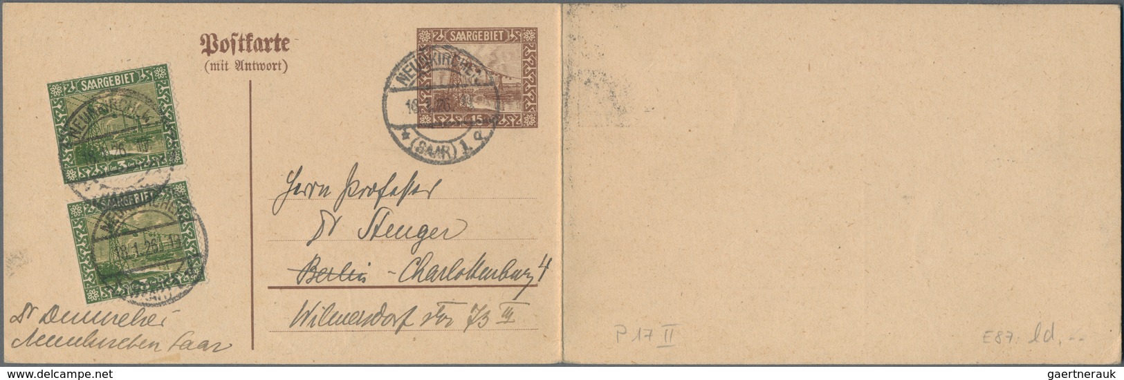 Deutsche Abstimmungsgebiete: Saargebiet - Ganzsachen: 1926, Bedarfs- Und Portogerecht Gebrauchte Gan - Postal Stationery