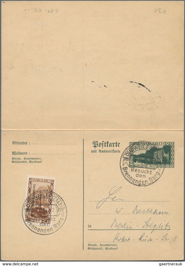 Deutsche Abstimmungsgebiete: Saargebiet - Ganzsachen: 1934, Bedarfs- Und Portogerecht Verwendete Gan - Postal Stationery