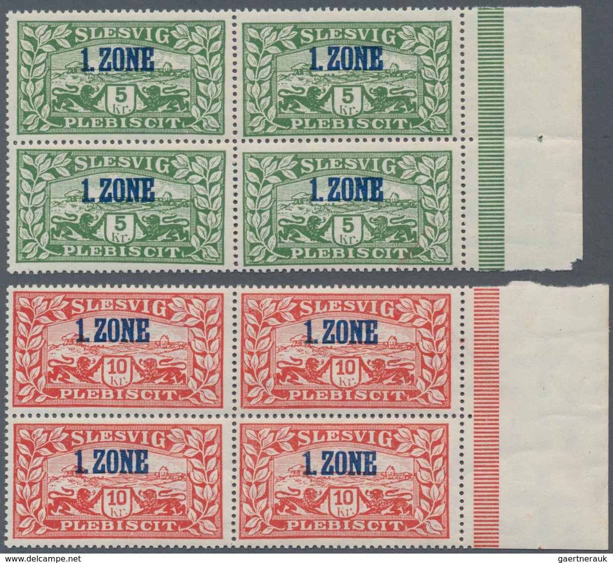 Deutsche Abstimmungsgebiete: Schleswig: 1920, Aufdruck "1. ZONE", 1 Ö. Bis 10 Kr., Komplette Serie V - Other & Unclassified