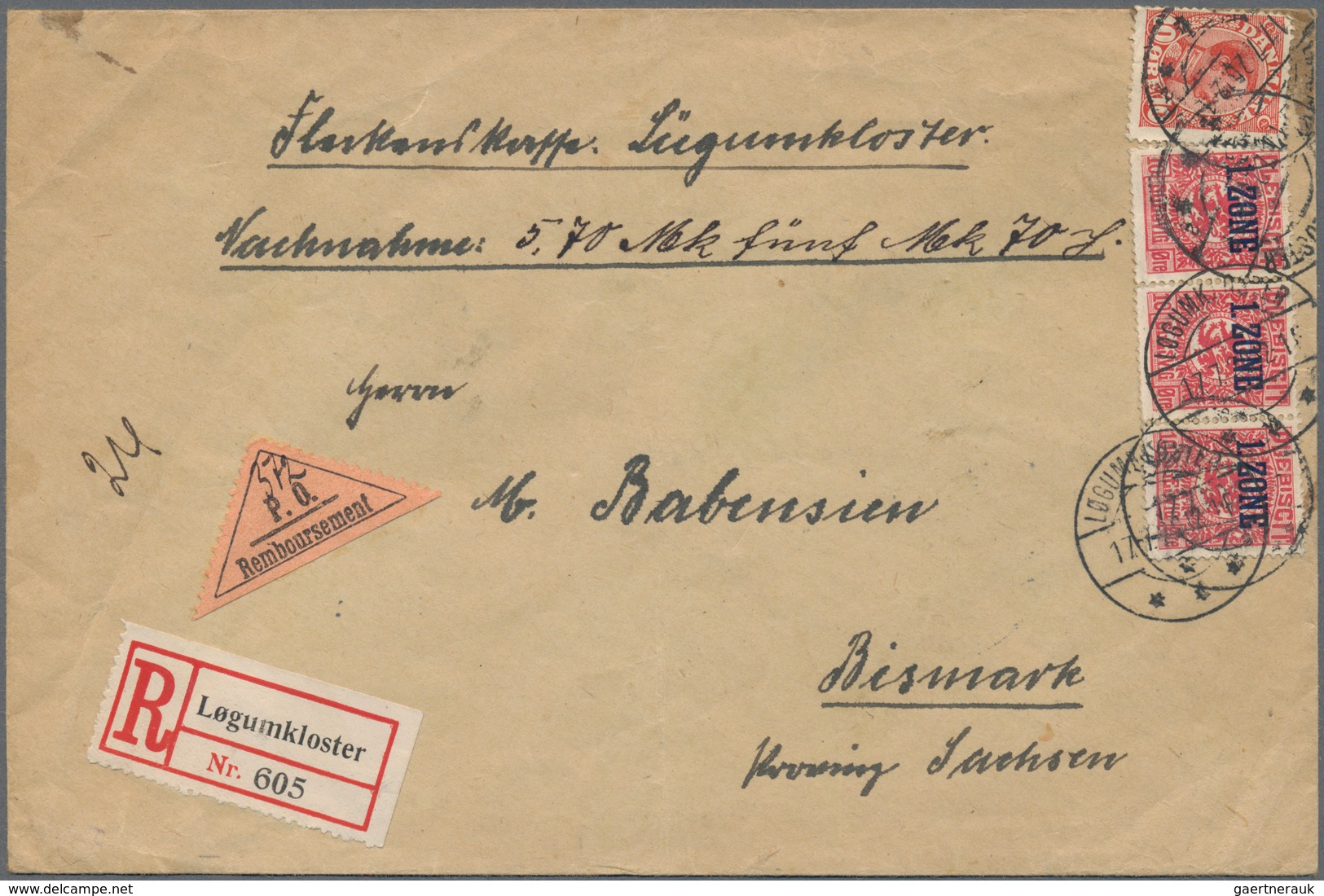 Deutsche Abstimmungsgebiete: Schleswig: 1920, 10 Öre Dkl'rosarot, Waager. 3er-Streifen, Zusammen Mit - Other & Unclassified