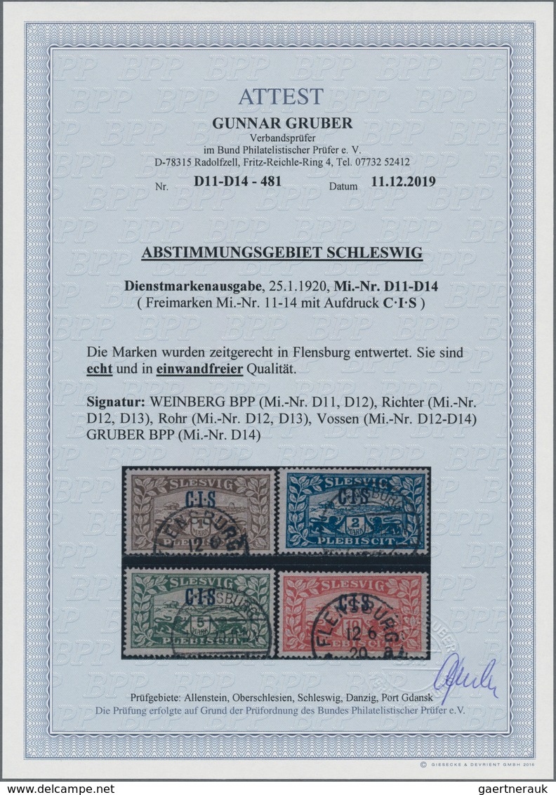 Deutsche Abstimmungsgebiete: Schleswig - Dienstmarken: 1920, CIS-Aufdrucke, 1 Mark Bis 10 Mark, Vier - Andere & Zonder Classificatie