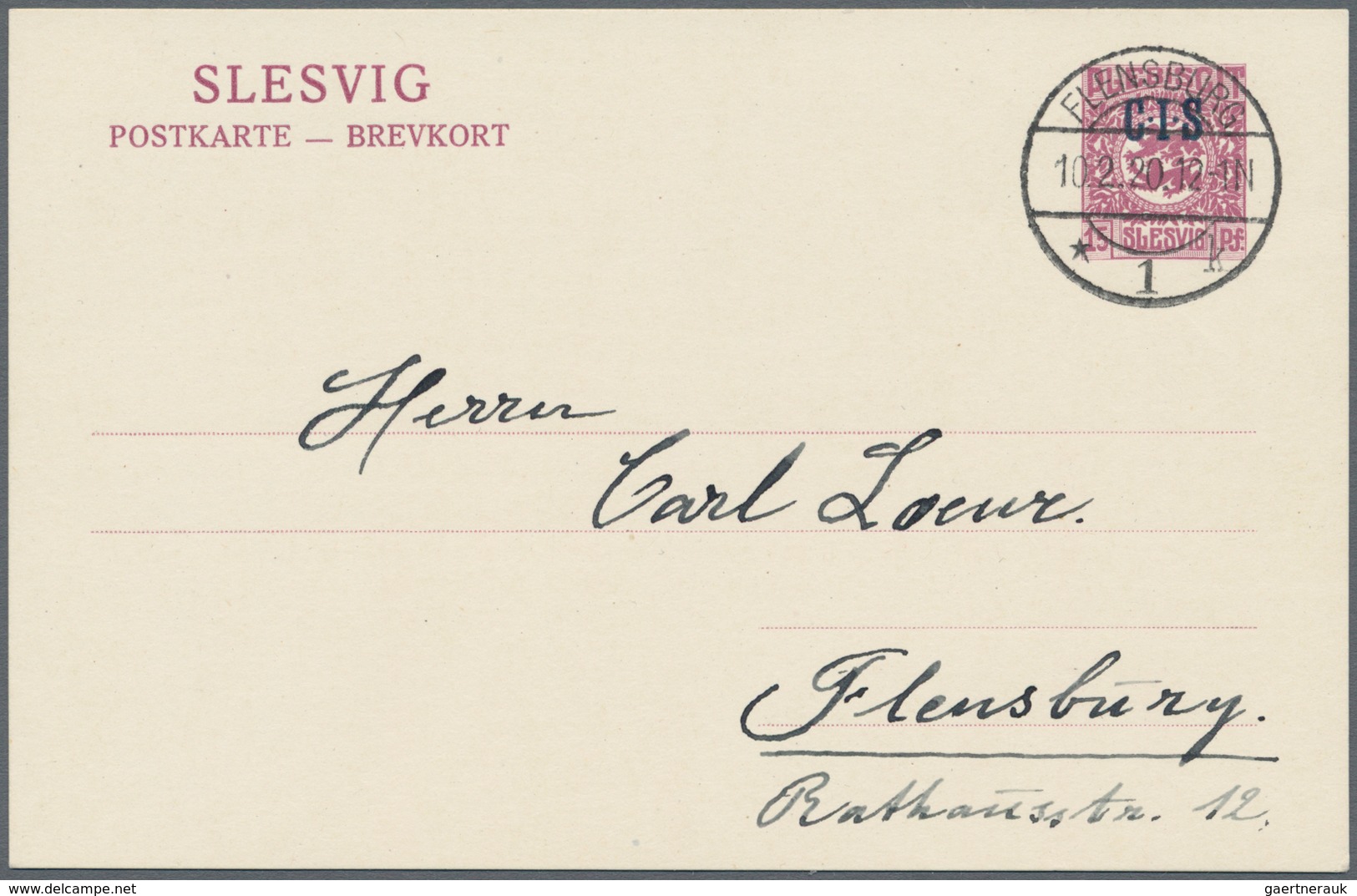 Deutsche Abstimmungsgebiete: Schleswig - Ganzsachen: 1920, 15 Pf Lila Ganzsachenkarte Mit Aufdruck ' - Andere & Zonder Classificatie