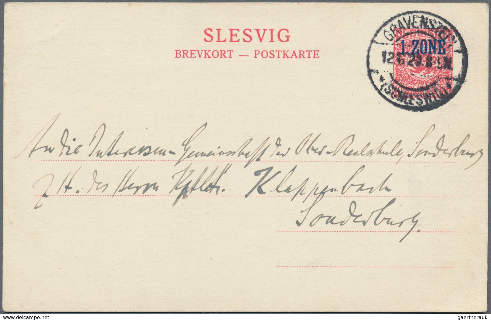 Deutsche Abstimmungsgebiete: Schleswig - Ganzsachen: 1920, Gebrauchte Ganzsachenpostkarte Mit Dunkel - Sonstige & Ohne Zuordnung