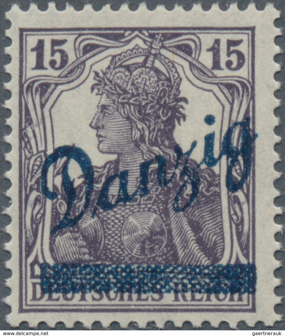 Danzig: 1920, 15 Pfg. Germania In Der Guten Farbe Schwarzbraunviolett, Einwandfrei Postfrisch Mit Or - Sonstige & Ohne Zuordnung