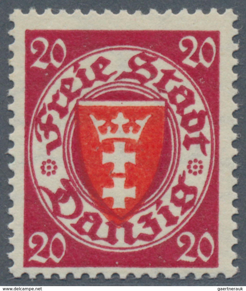 Danzig: 1924, 20 Pf Lilarot/zinnoberrot Wappen Postfrisch, Echt Und Einwandfrei, Fotobefund BPP - Other & Unclassified