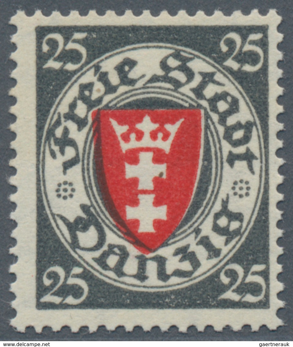 Danzig: 1929, 25 Pf Schw'türkisgrau/dkl'rosa Wappen Postfrisch, Echt Und Einwandfrei, Fotobefund BPP - Sonstige & Ohne Zuordnung