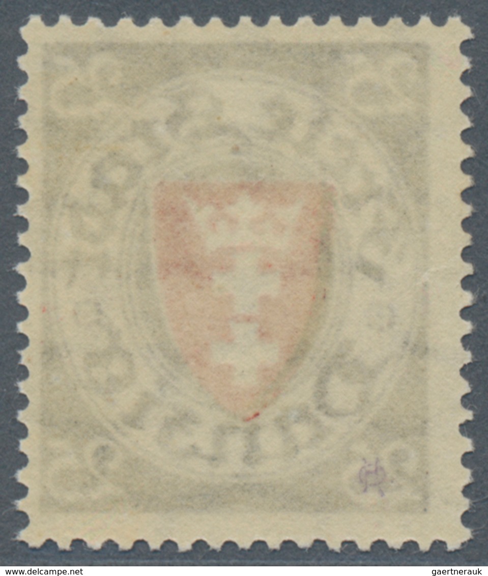 Danzig: 1929, 25 Pf Schw'türkisgrau/dkl'rosa Wappen Postfrisch, Echt Und Einwandfrei, Fotobefund BPP - Other & Unclassified