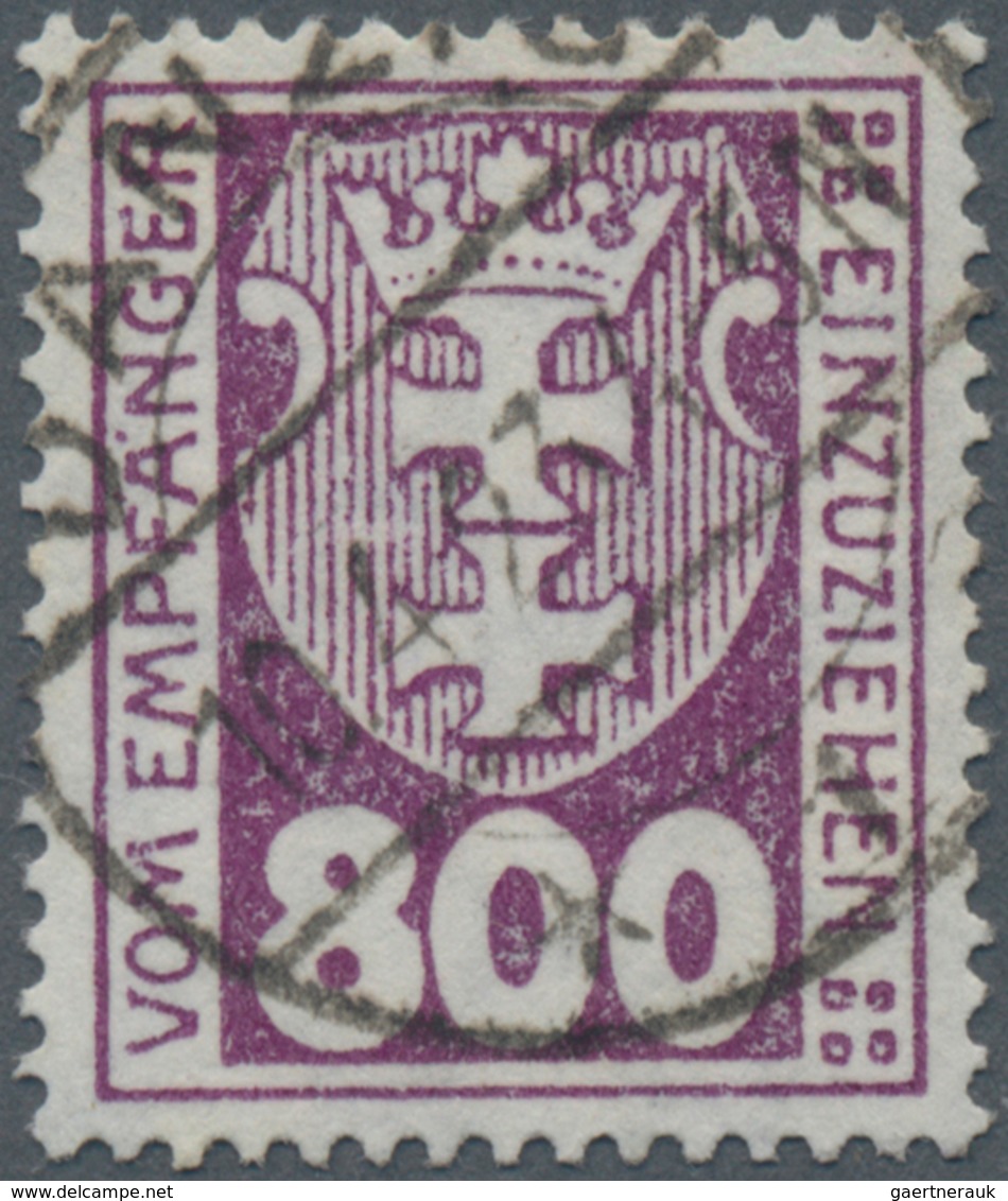 Danzig - Portomarken: 1923, 800 Pf Dkl'violettpurpur, Wz. X, Entwertet Mit Zeitgerechtem Stempel "DA - Sonstige & Ohne Zuordnung