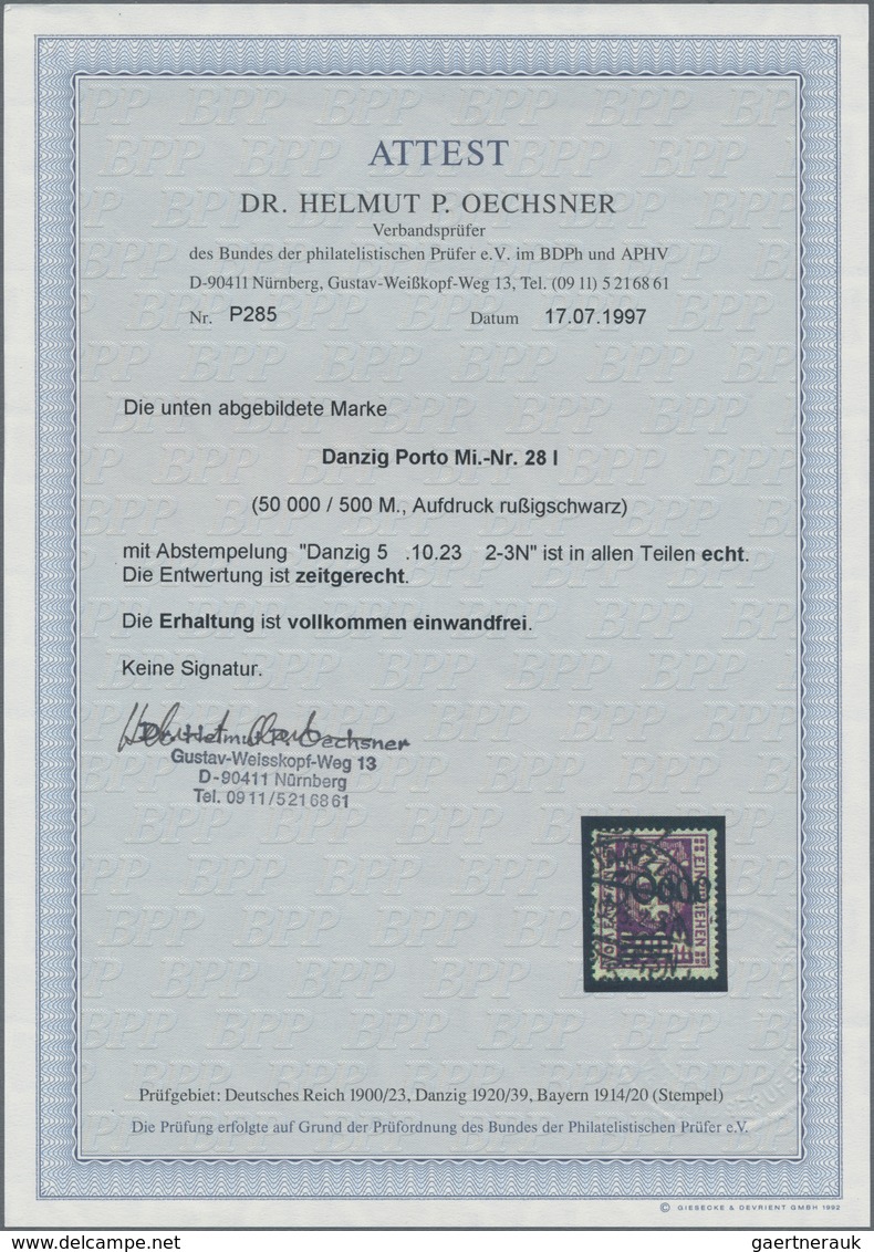 Danzig - Portomarken: 1923, Portomarke "50000" Auf 500 Mark, Aufdruck Rußigschwarz Gestempelt "DANZI - Sonstige & Ohne Zuordnung