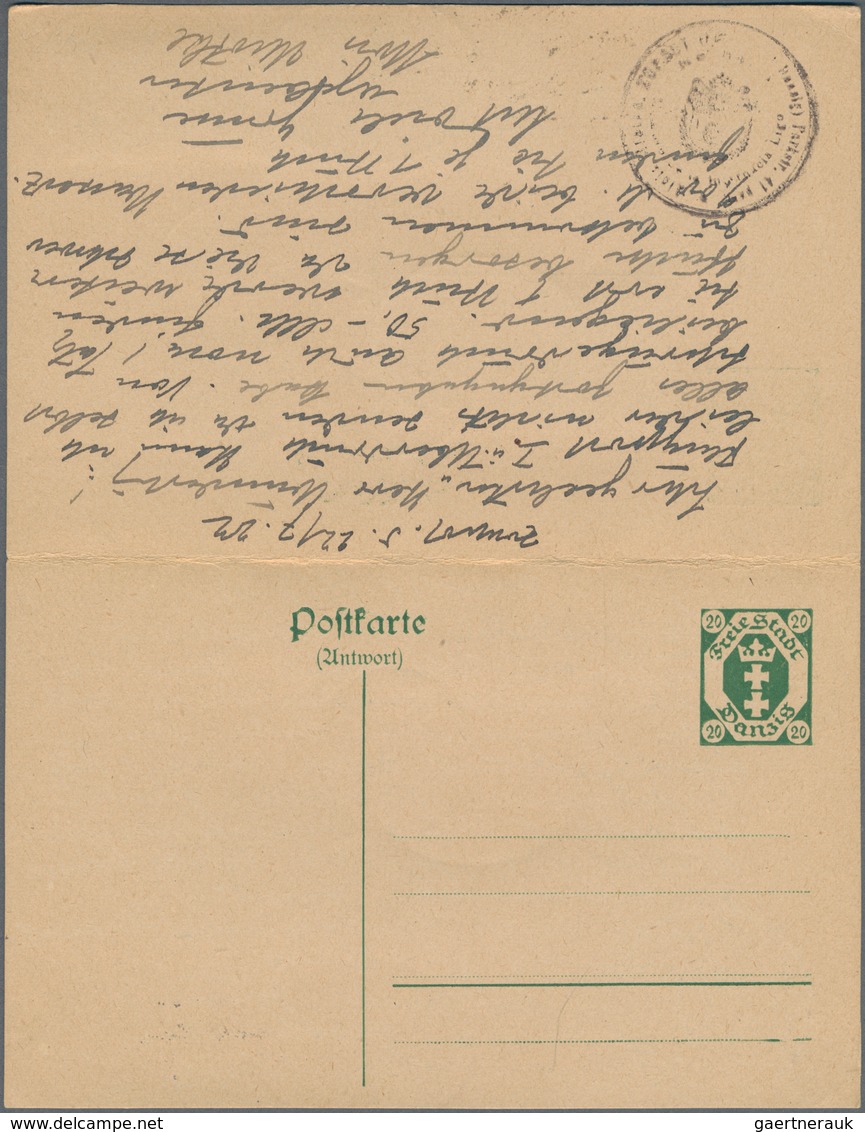 Danzig - Ganzsachen: 1922, Gebrauchte Ganzsachenpostkarte Mit Bezahlter Antwort, Wst. Wappen 20 (Pf) - Other & Unclassified