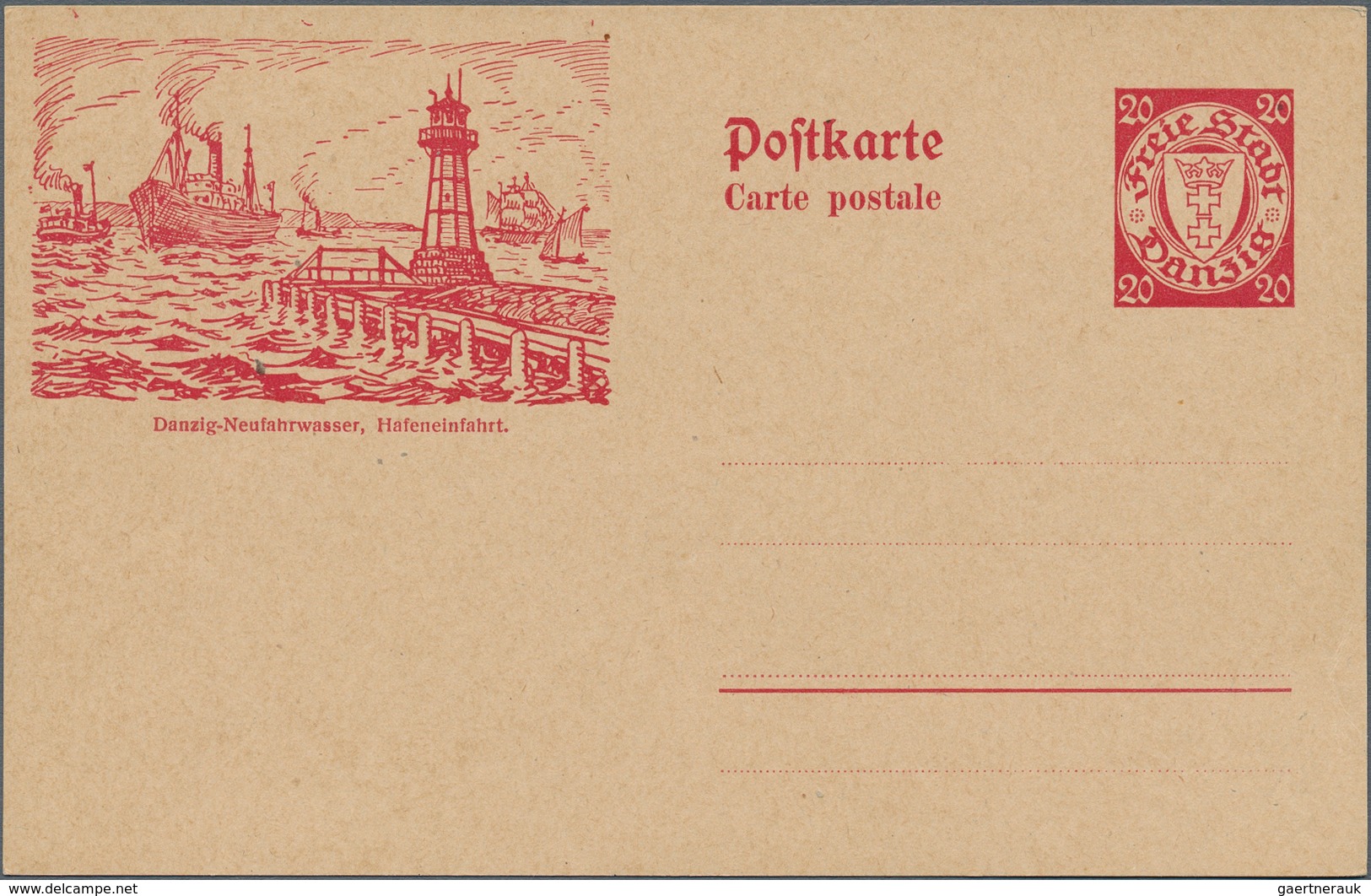 Danzig - Ganzsachen: 1925. Auslands-Bild-Postkarte 20 Pf Wappen. Komplette Serie Von 10 Bildern. Ung - Other & Unclassified